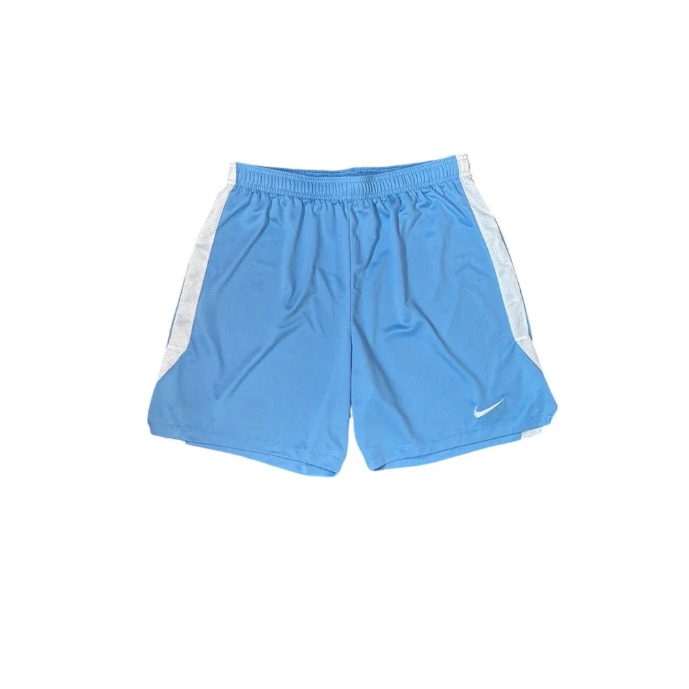 Nike Boys Dri-FIT‎ Athletic Shorts Light Blue White Mesh Side Stripe XL Kids